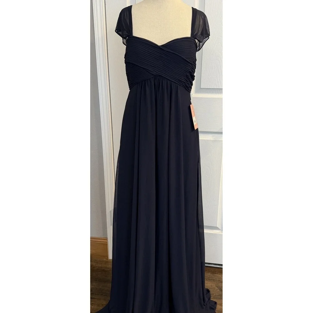birdy grey maria dress NWT Grey‎ Prom Bridesmaid Navy Blue MED Chiffon Formal Wedding Peaked Lapel